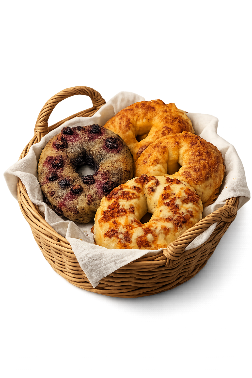 Fresh bagels in a basket